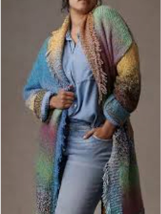 Anthropologie Sweaters - Anthropologie Pastel Multicolor Open-Front Knit Cardigan Graylin